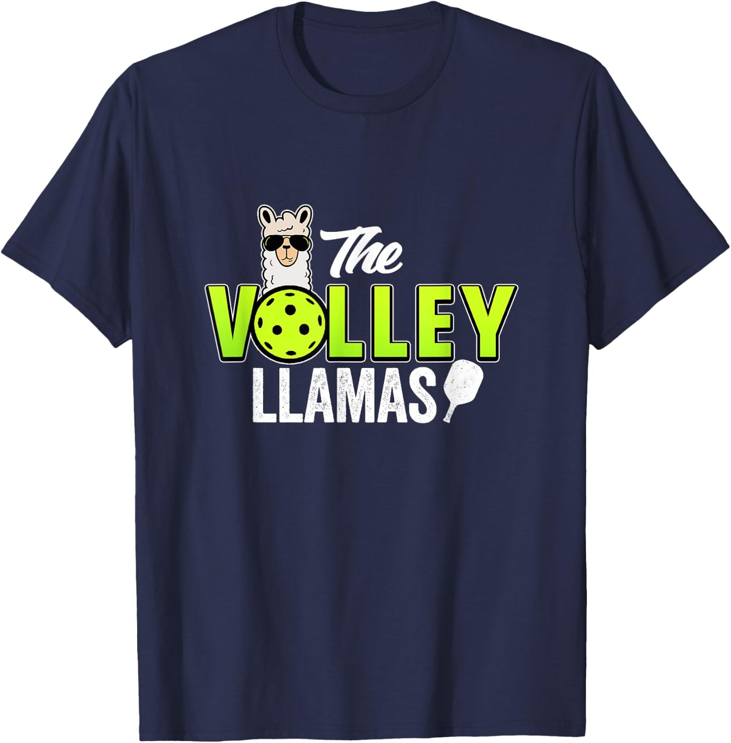 The Volley LLamas comic style llama pickle ball team T-Shirt - T-Shirt | Navy