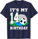 It's My 14 Year Old Birthday Soccer 14th Party Boy T-Shirt - T-Shirt | Navy