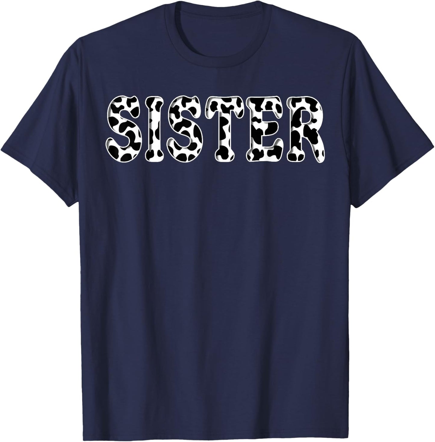 Cow Sister Birthday Family Matching Girl Boy Farm Birthday T-Shirt - T-Shirt | Navy