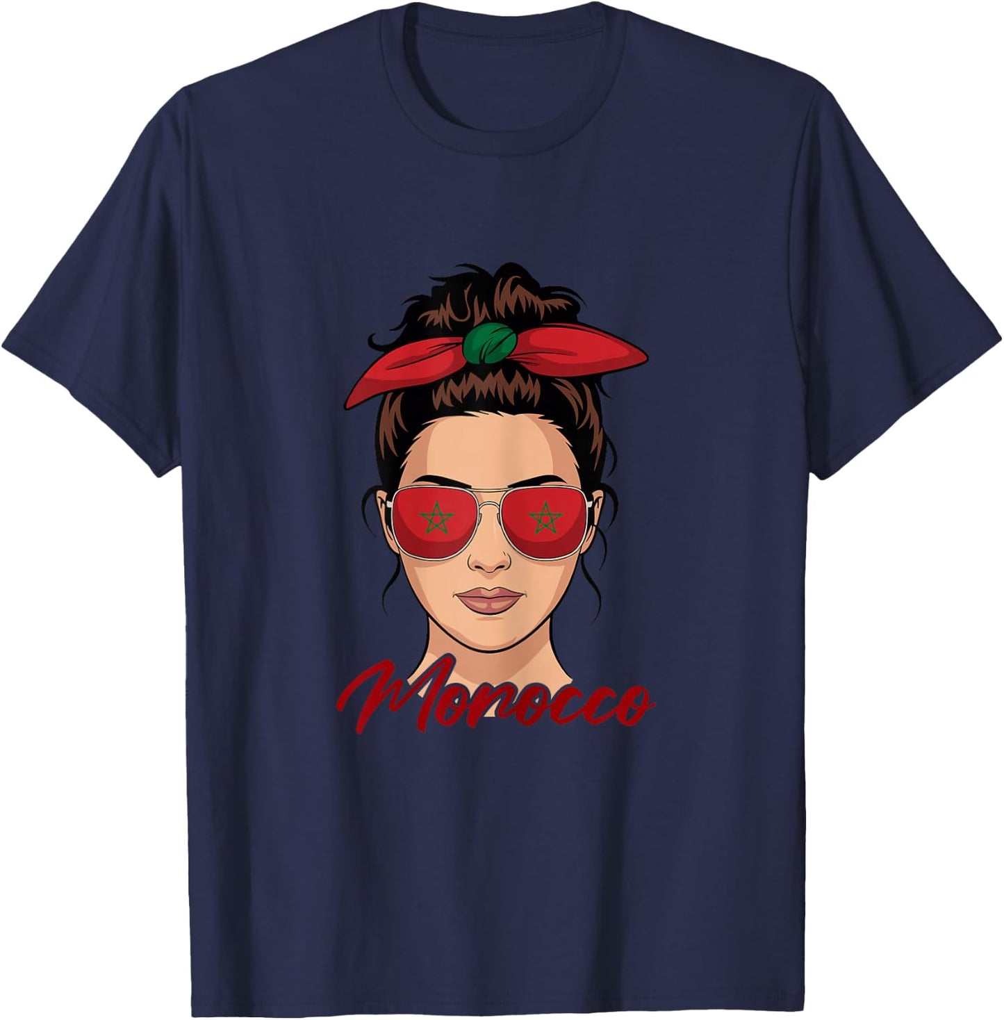 Moroccan Girl Woman Flag Morocco T-Shirt - T-Shirt | Navy