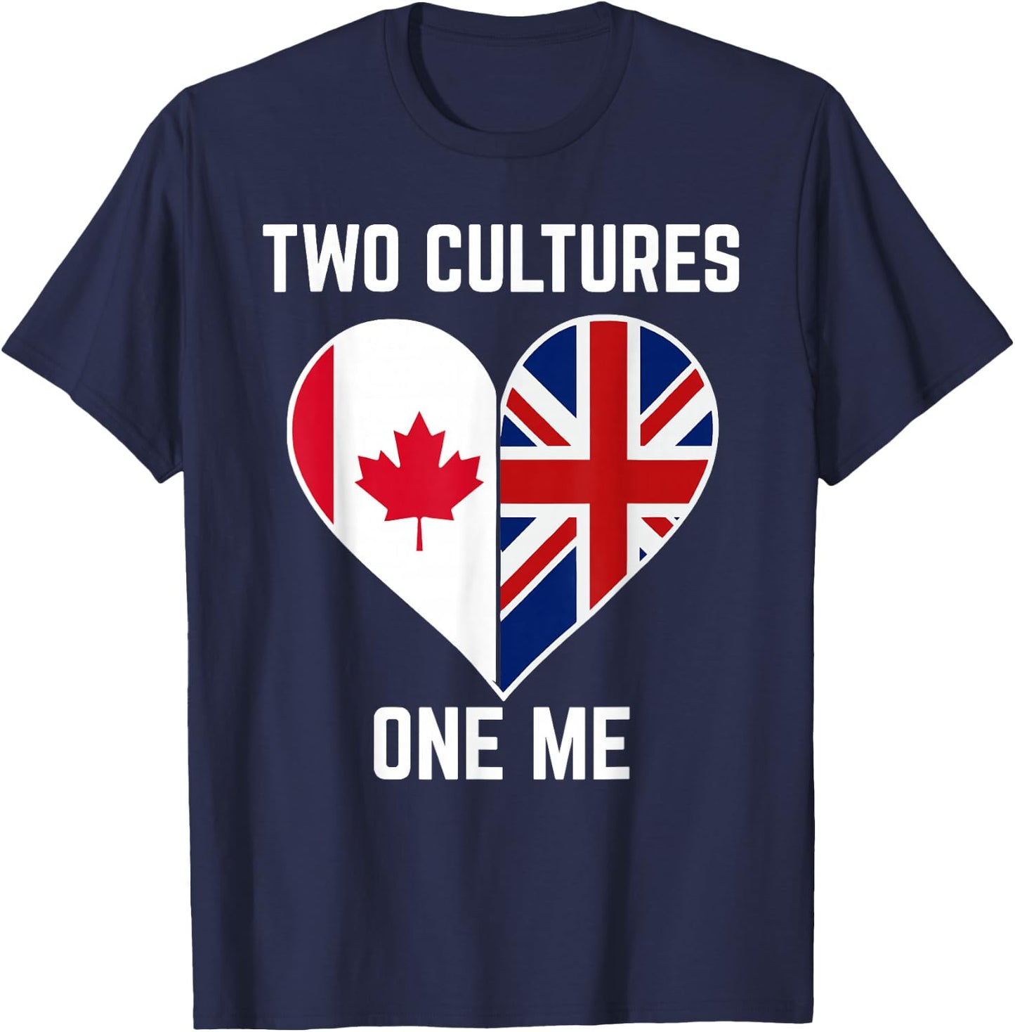 Half Canadian Half British Heart Canada Union Jack Flag UK T-Shirt - T-Shirt | Navy