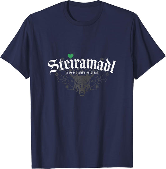 Lustige Steiermark Motive Original Steiramadl Woschechts Steiermark Schwarz XS Female T-Shirt - T-Shirt | Navy