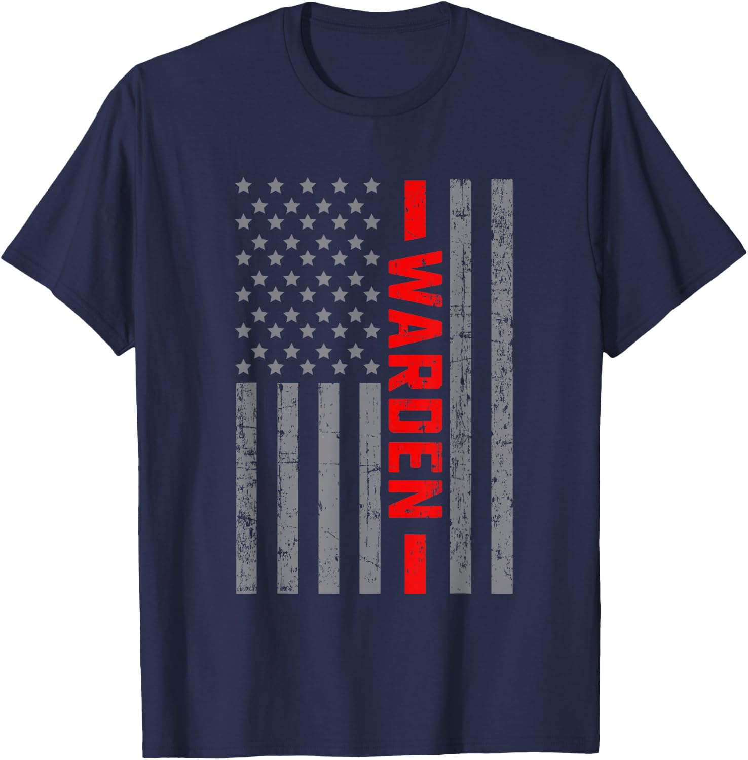 American Flag Warden US Flag Vintage Dad T-Shirt - T-Shirt | Navy