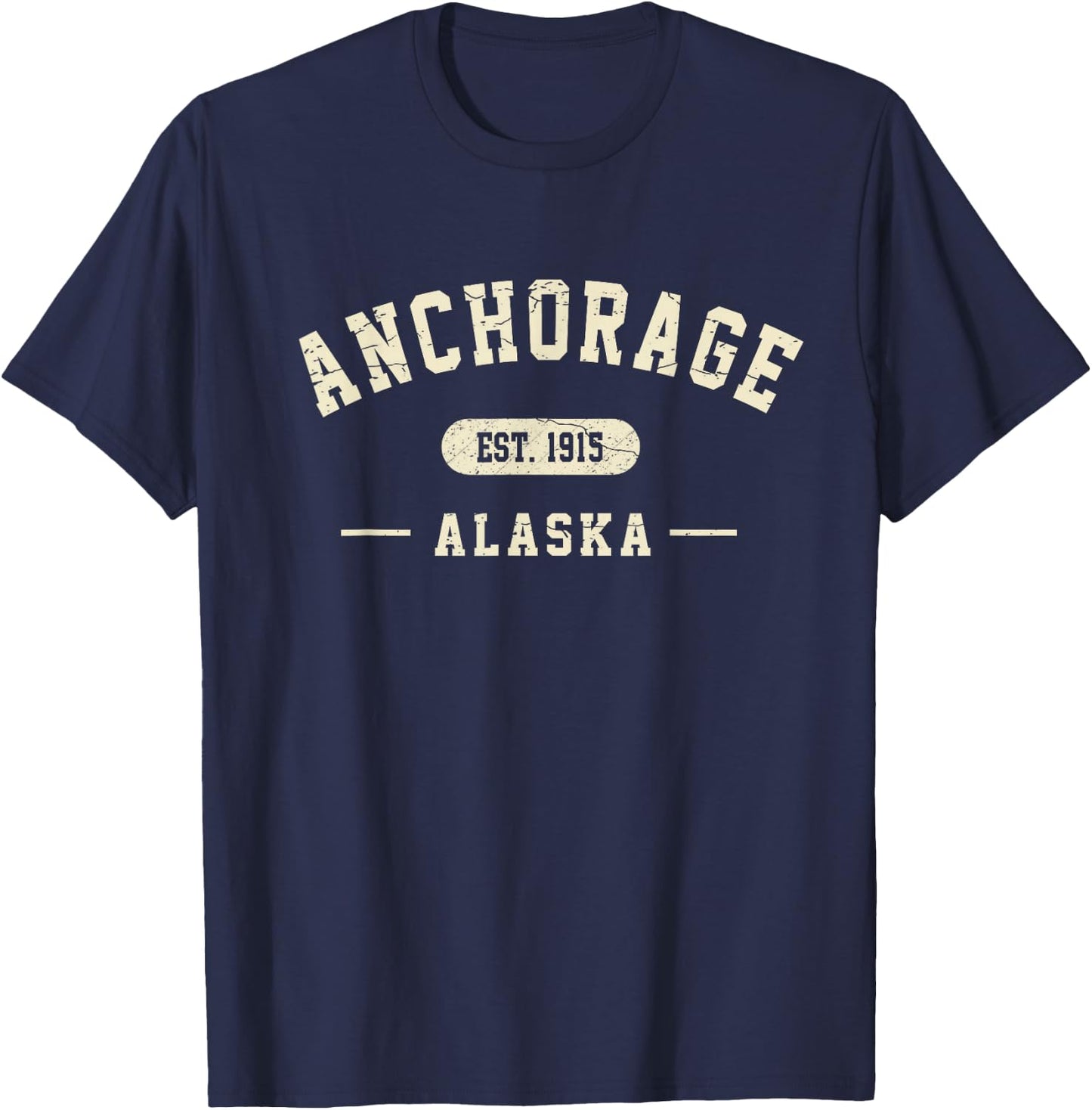 Anchorage Alaska Est 1915 Vintage Retro Athletic Style T-Shirt - T-Shirt | Navy