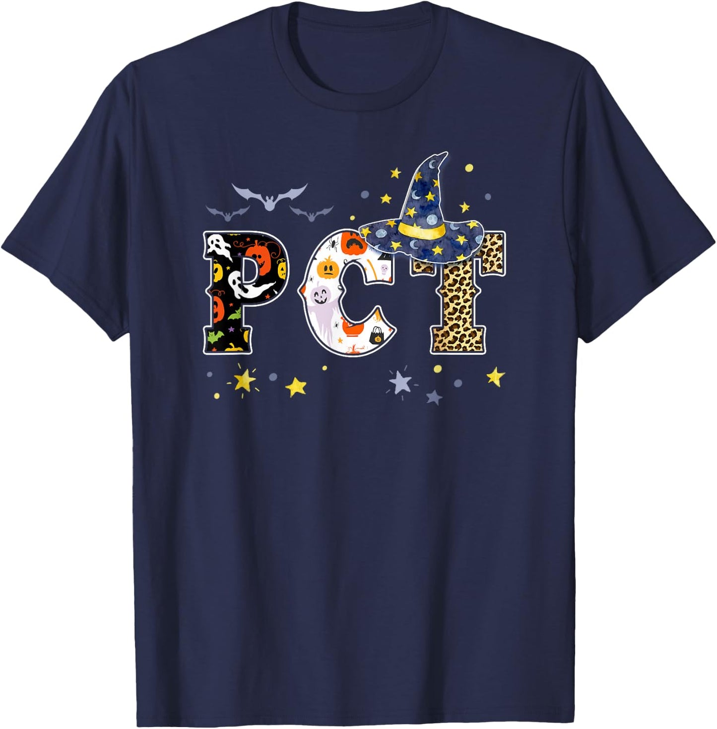 PCT Witch Halloween Crew Patient Care Technician Matching T-Shirt - T-Shirt | Navy