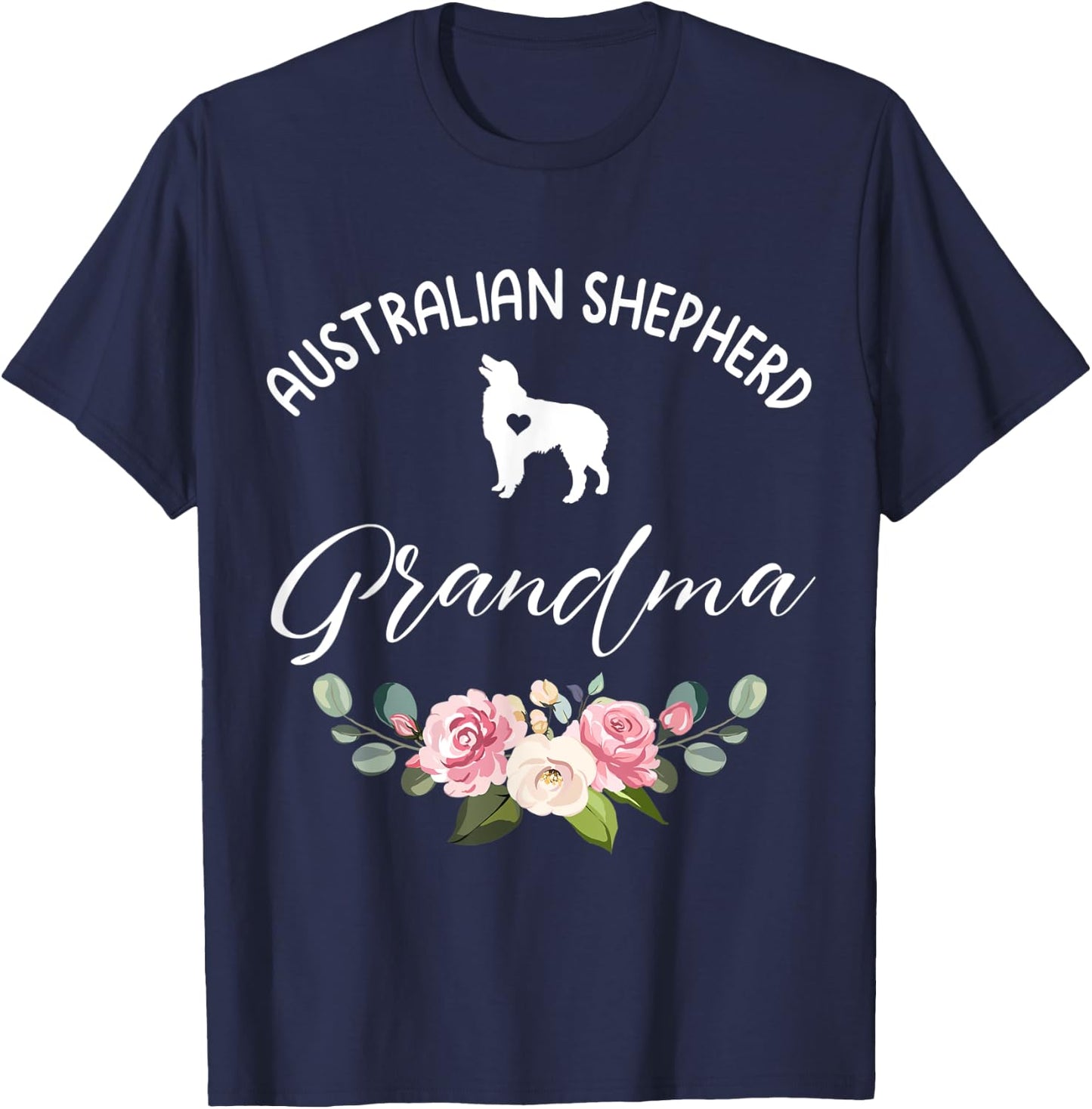 Australian Shepherd Dog Grandma Silhouette Mother's Day Men Women T-Shirt - T-Shirt | Navy