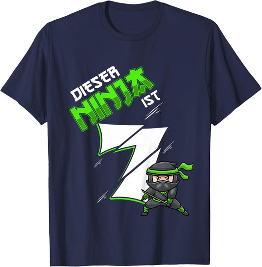 Children's Seventh Birthday Boy 7 Years Old 7 Year Old Ninja , black T-Shirt - T-Shirt | Navy