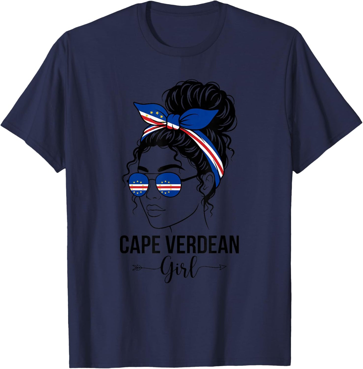 Cape Verdean Girl African Pride Flag Love Cape Verde T-Shirt - T-Shirt | Navy