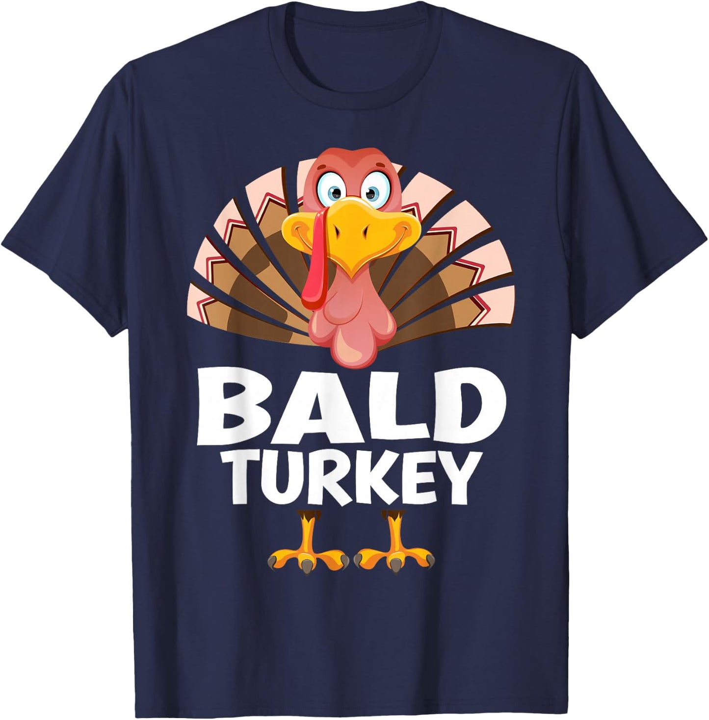 Thanksgiving Bald Turkey Matching Pajama T-Shirt - T-Shirt | Navy