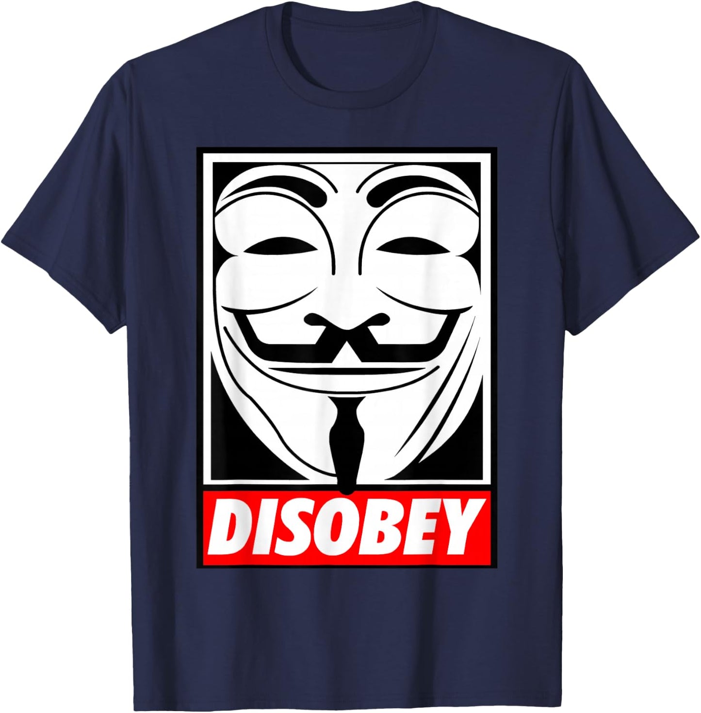 Disobey Big Face Anonymous Anon T-Shirt - T-Shirt | Navy