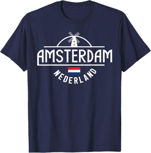 Amsterdam Nederland Netherlands City Vibes , Black, S T-Shirt - T-Shirt | Navy