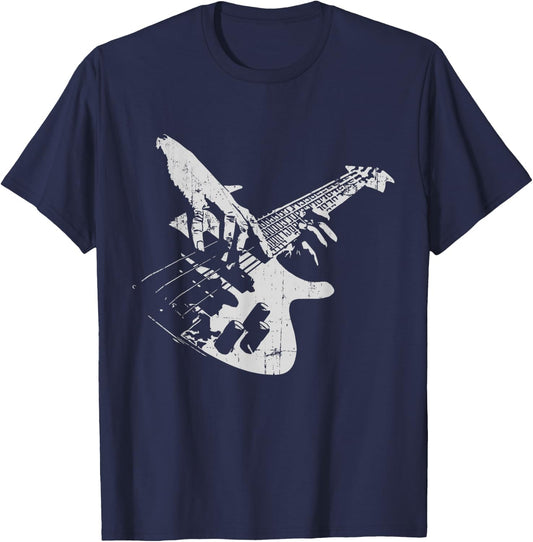 Bass Guitarist Vintage Gift Bass Player , Black, S T-Shirt - T-Shirt | Navy