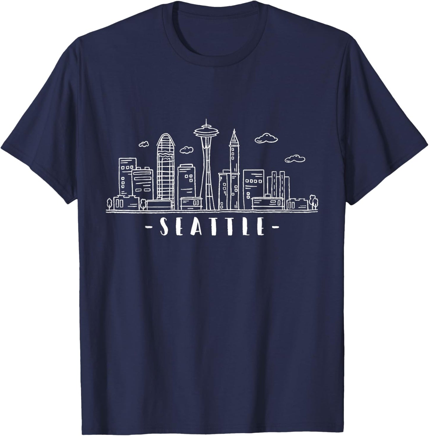 Seattle Skyline Washington PNW Vintage T-Shirt - T-Shirt | Navy
