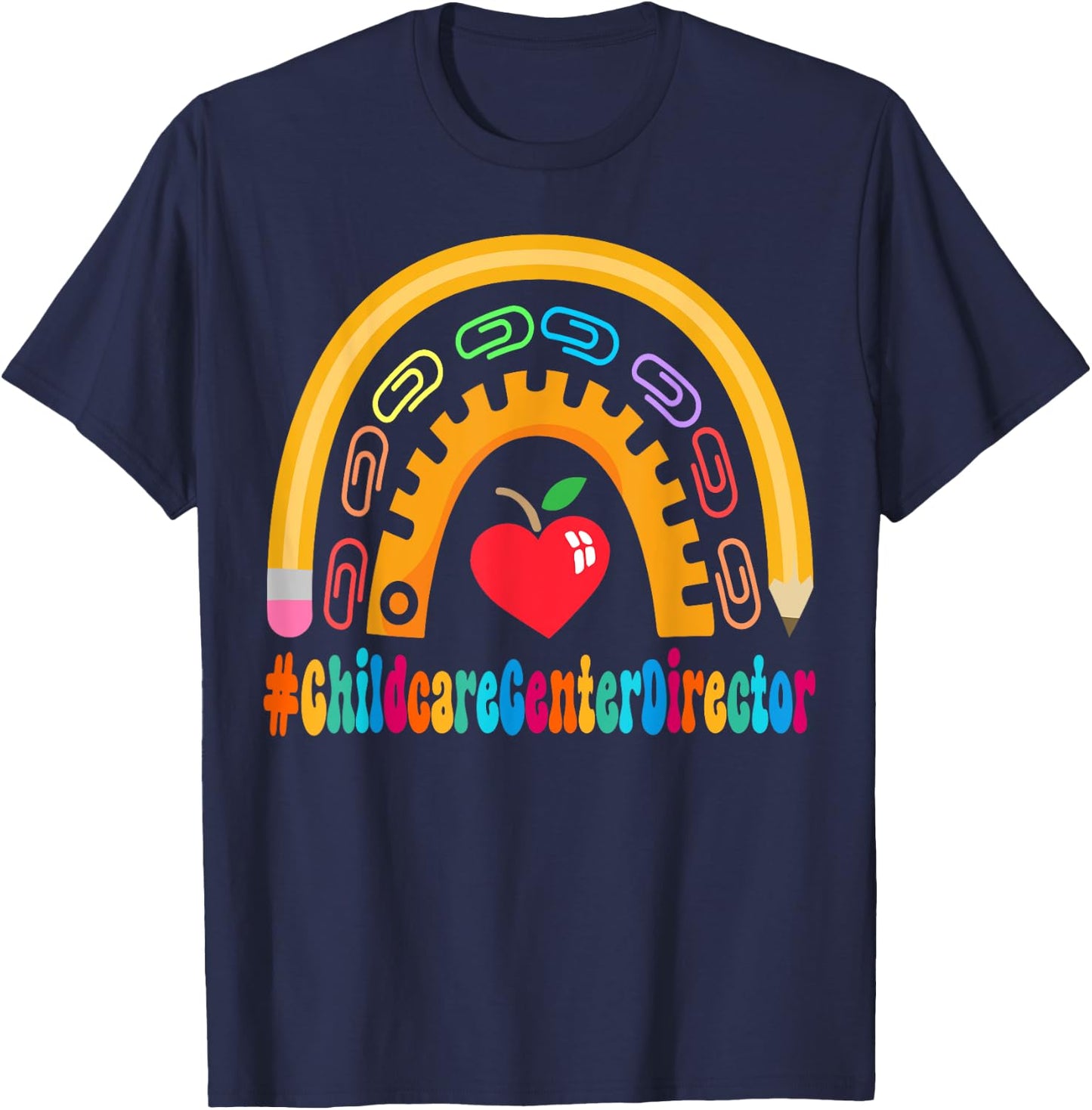 Childcare Center Director Appreciation Back School 100 Day T-Shirt - T-Shirt | Navy