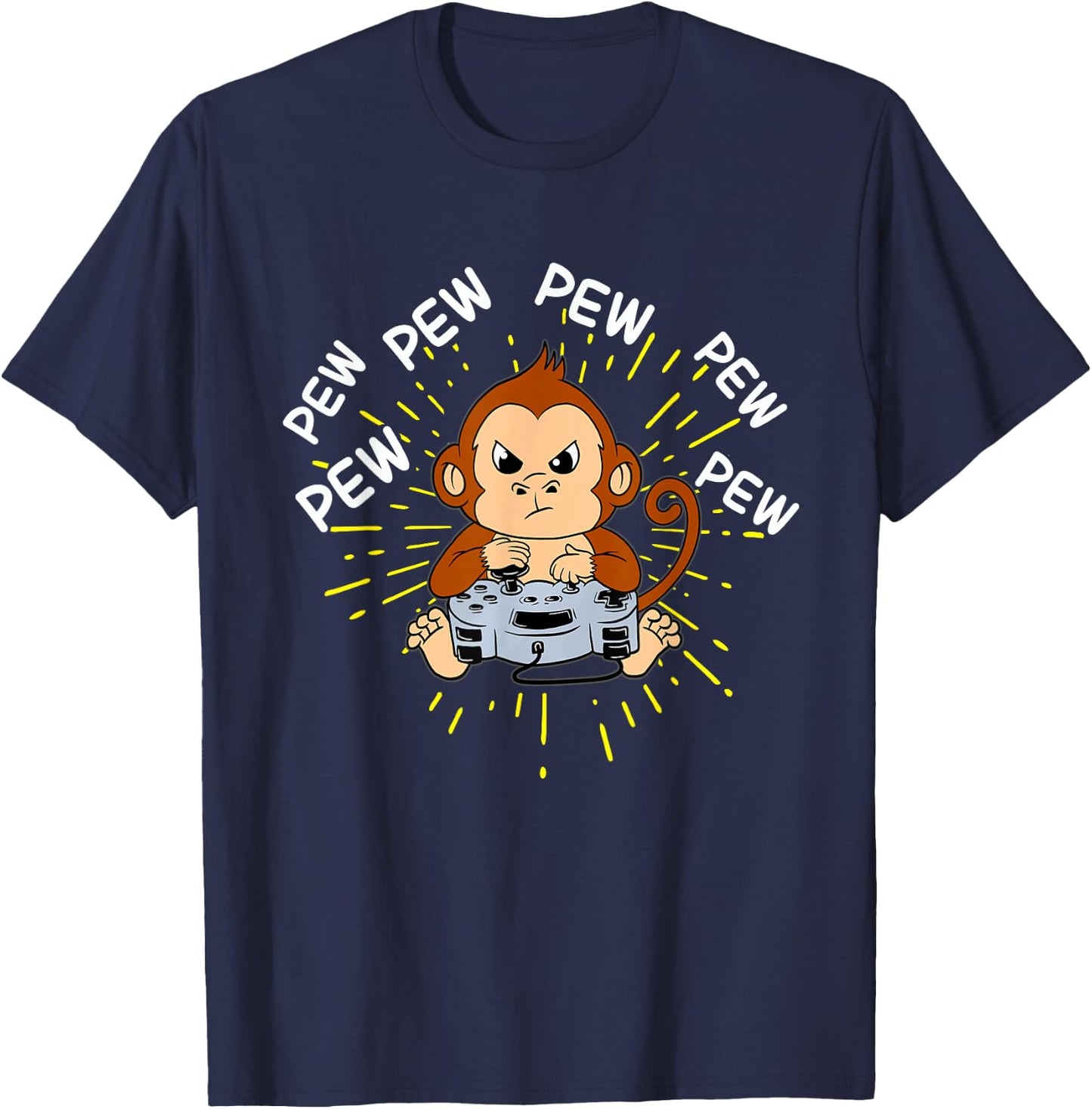 Pew Monkey Gaming Shirt | Men's Monkey T-Shirt - T-Shirt | Navy