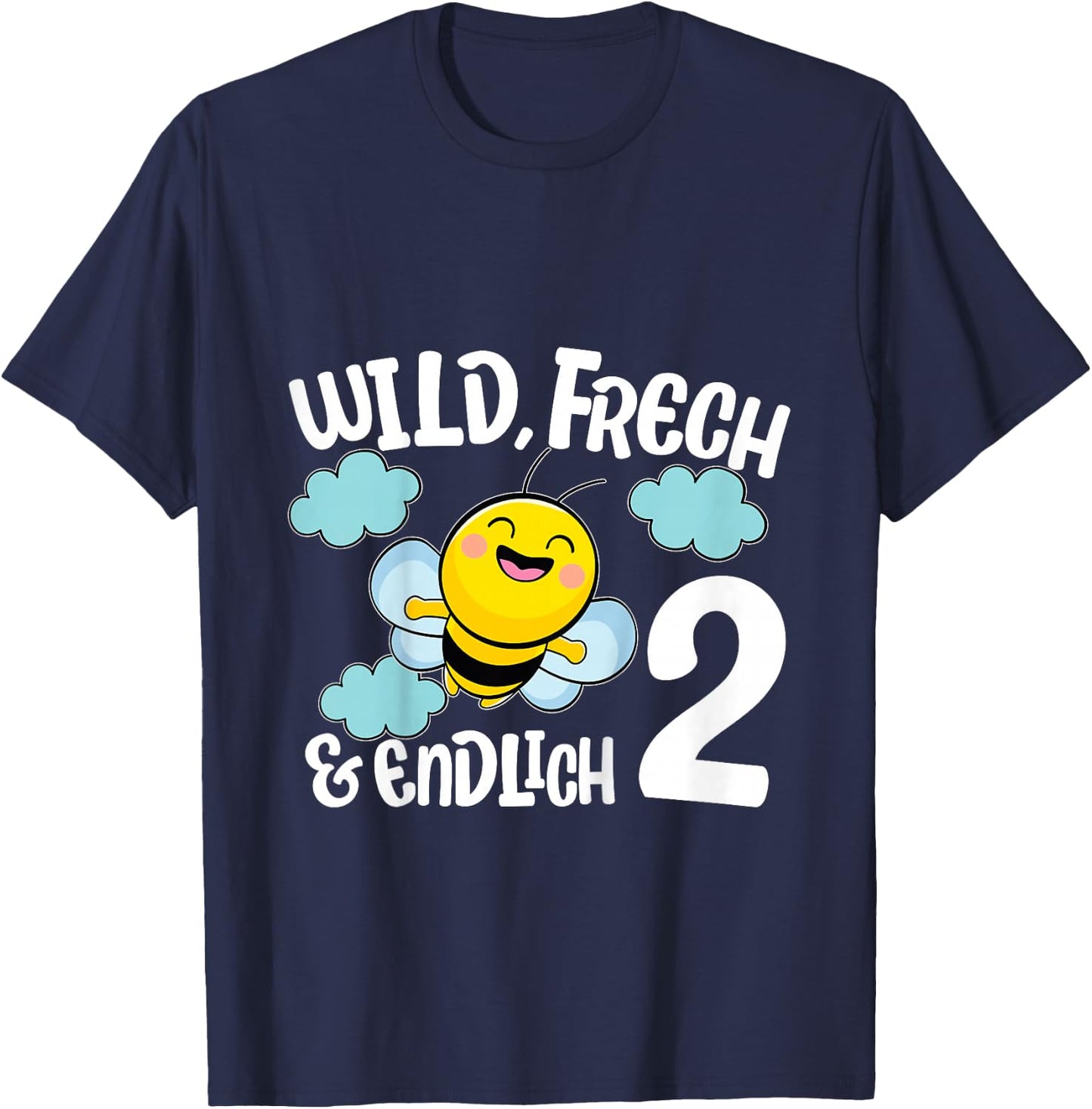 Children's Cute Bee Birthday Shirt Cheeky & Finally 2 Years Girls , black, 80 T-Shirt - T-Shirt | Navy