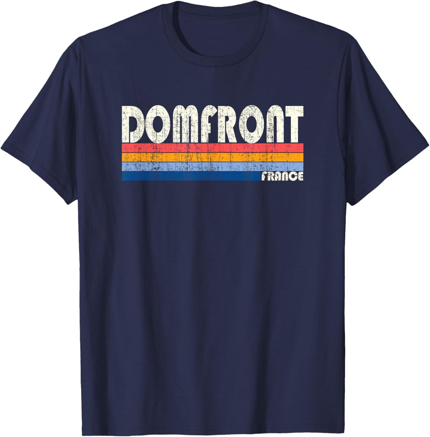 Retro Vintage 70s 80s Style Domfront, France T-Shirt - T-Shirt | Navy