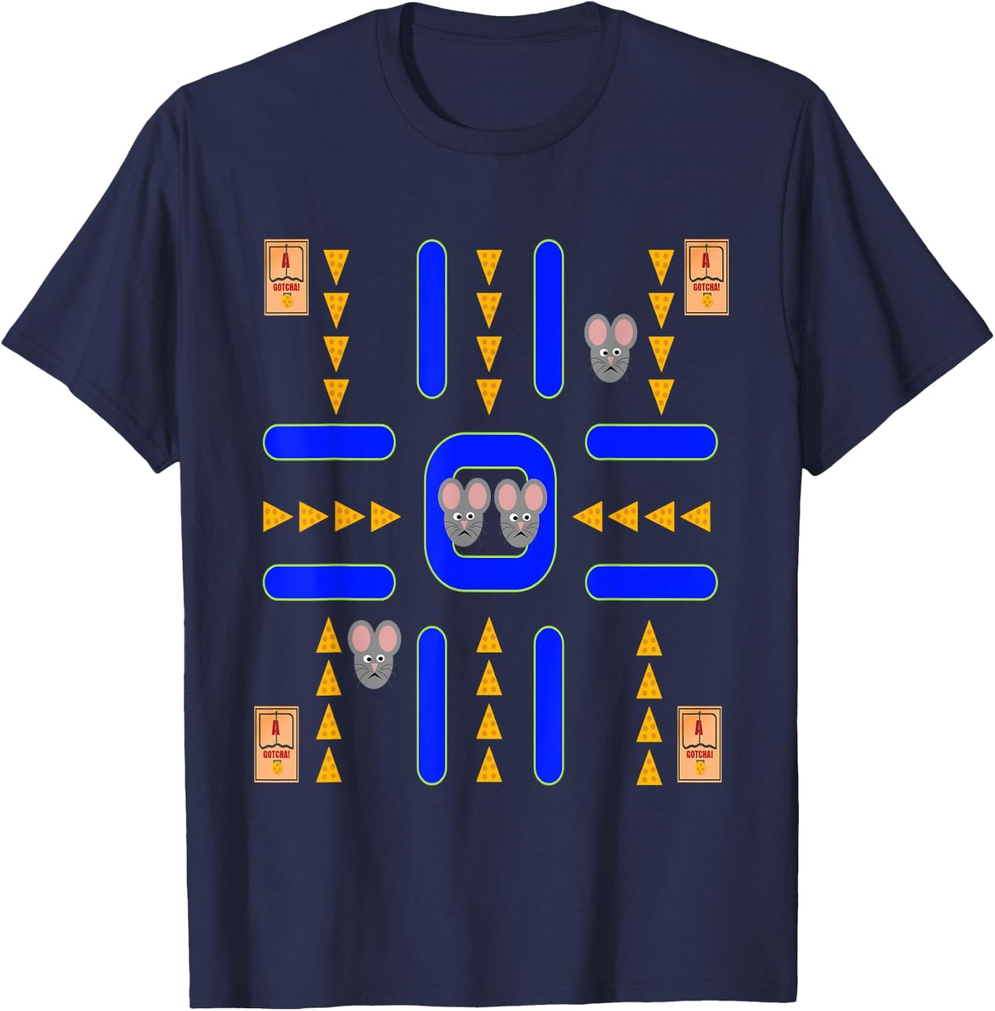 Mouse Cheese Mousetrap Video Games Vintage For Kids Adults T-Shirt - T-Shirt | Navy