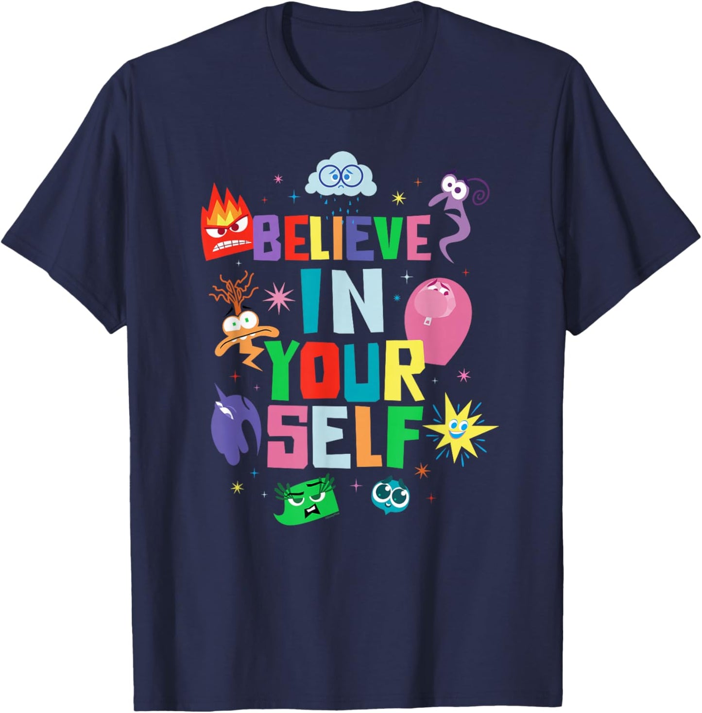 Disney and Pixar’s Inside Out 2 Emotions Believe in Yourself T-Shirt - T-Shirt | Navy