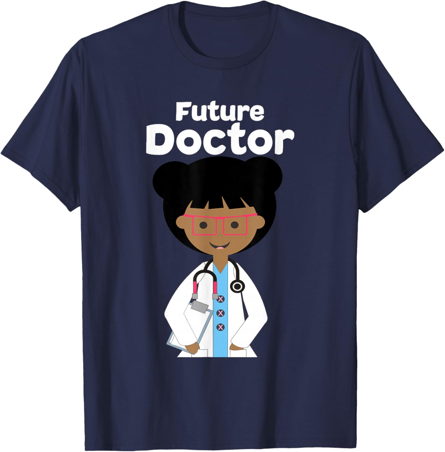 KIDS SHIRT Future Doctor . Little Brown Girl T-Shirt - T-Shirt | Navy
