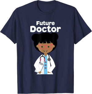 KIDS SHIRT Future Doctor . Little Brown Girl T-Shirt - T-Shirt | Navy