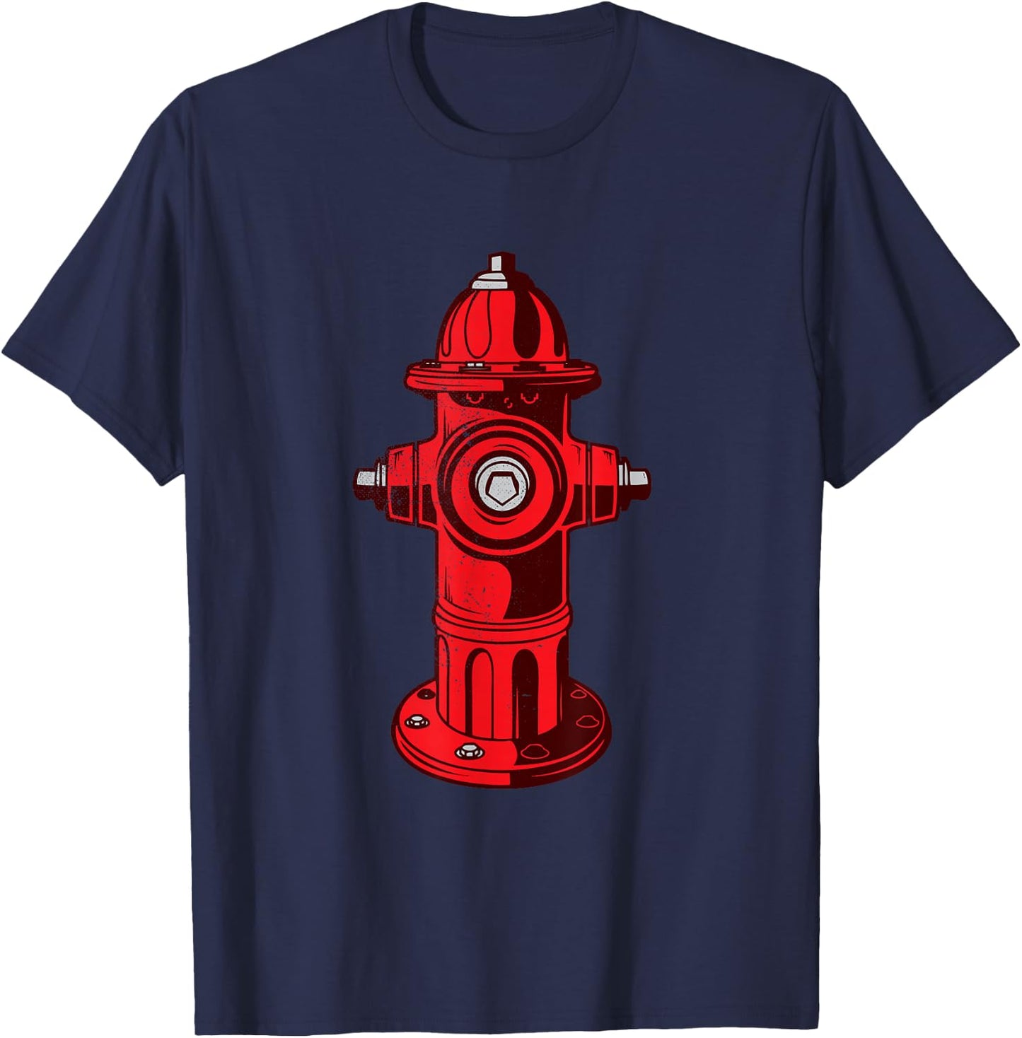Red Graphic Fire Hydrant FireFighter Work Shirt T-Shirt - T-Shirt | Navy