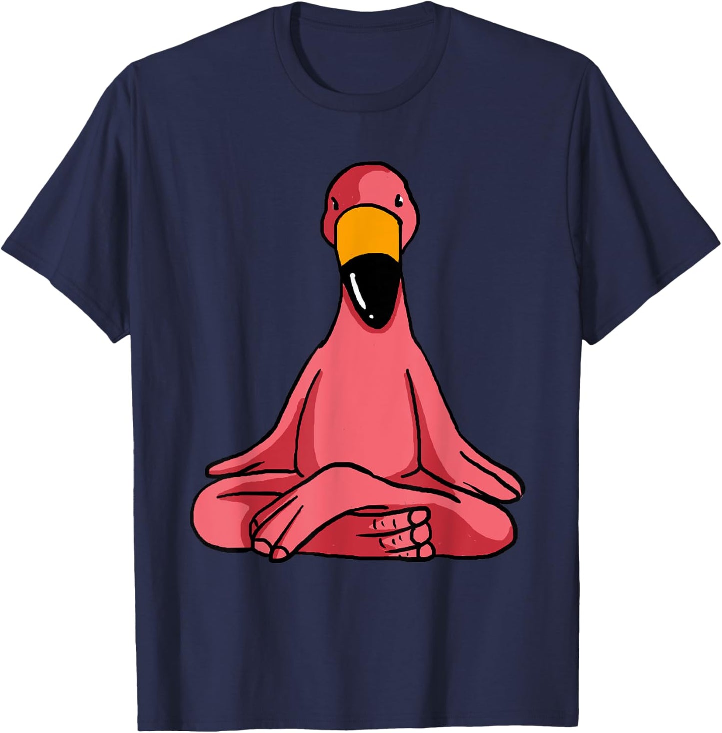 Cute Yoga Flamingos Funny Pink Water Bird Meditation Lovers T-Shirt - T-Shirt | Navy