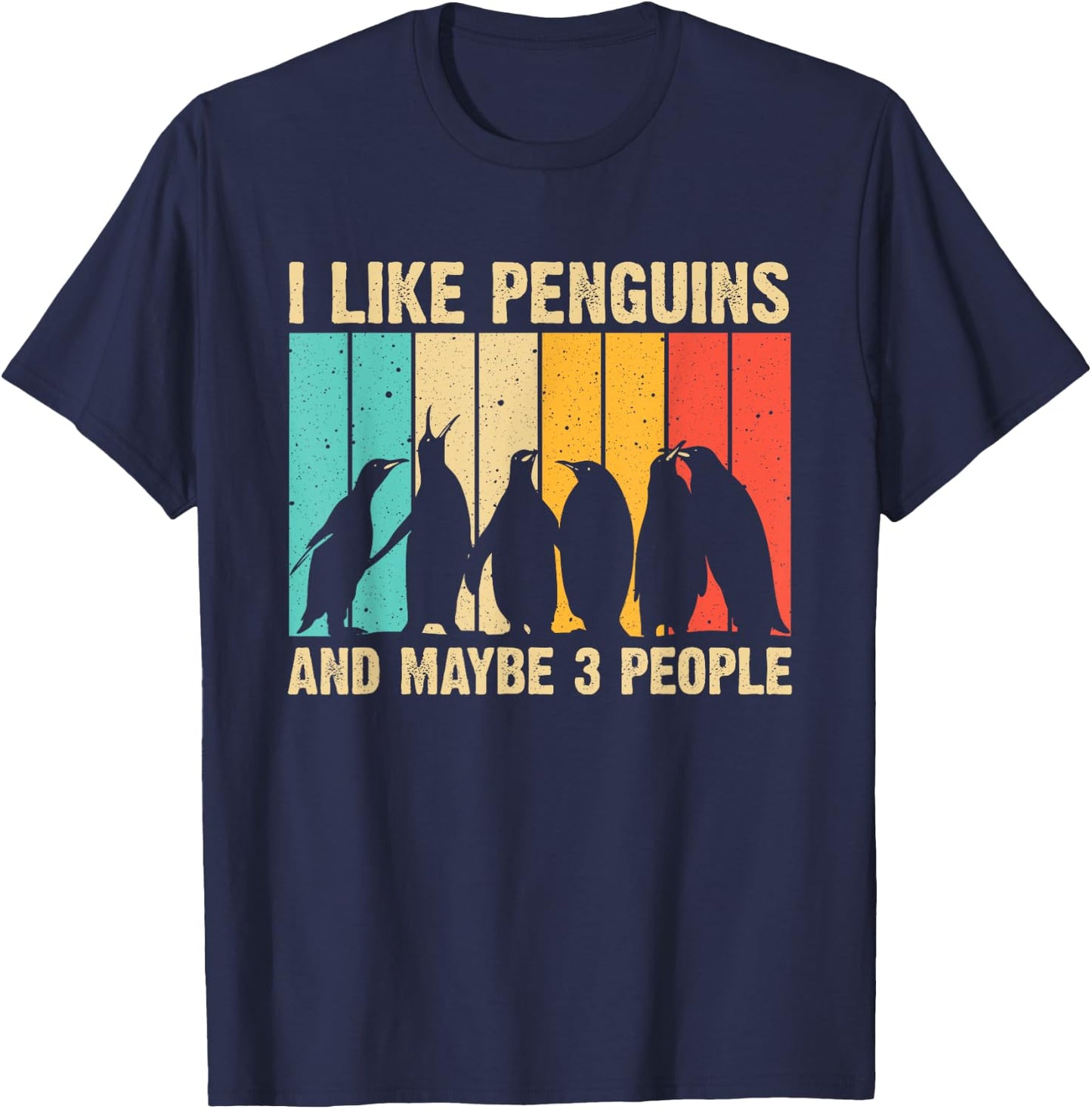 Cute Penguin Design Women Kids Retro Penguin Lover T-Shirt - T-Shirt | Navy