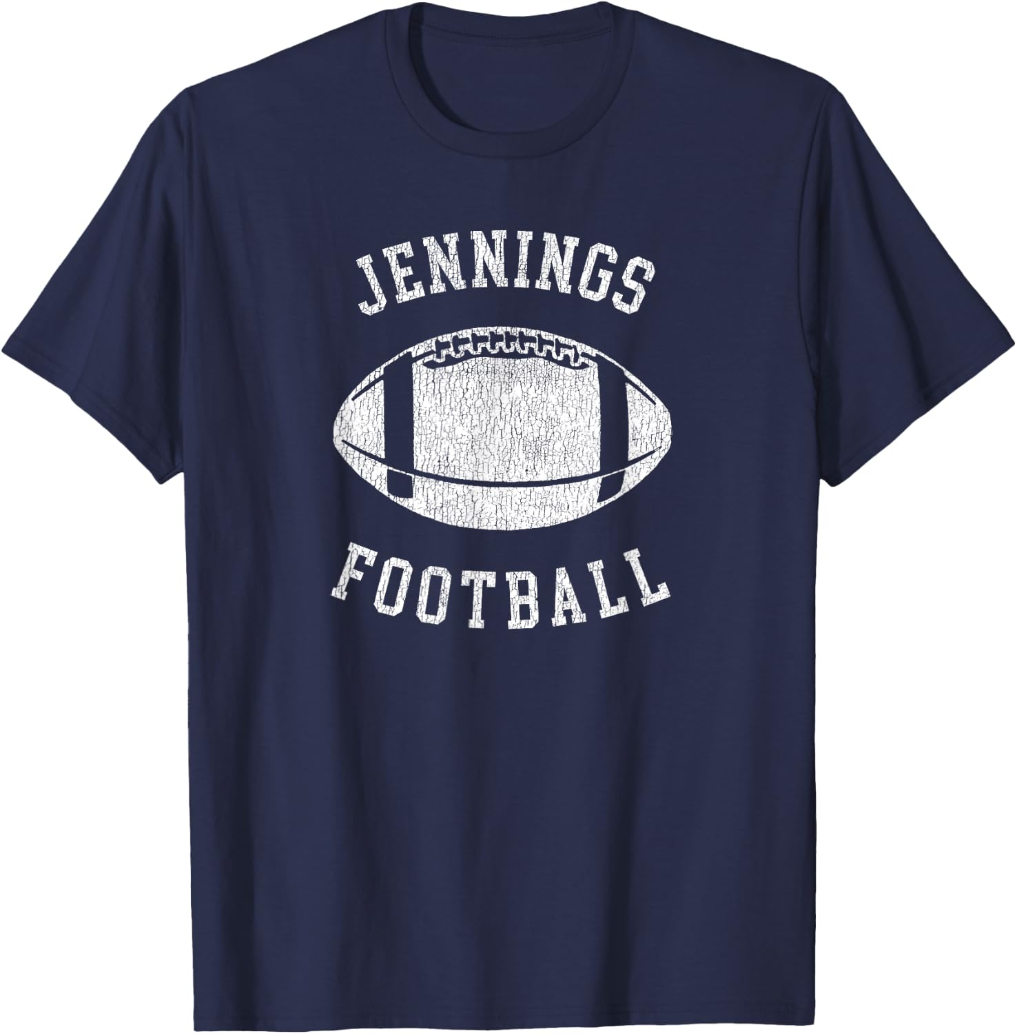 Jennings Football Distressed Vintage 80's Throwback Classic T-Shirt - T-Shirt | Navy
