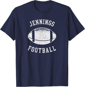 Jennings Football Distressed Vintage 80's Throwback Classic T-Shirt - T-Shirt | Navy
