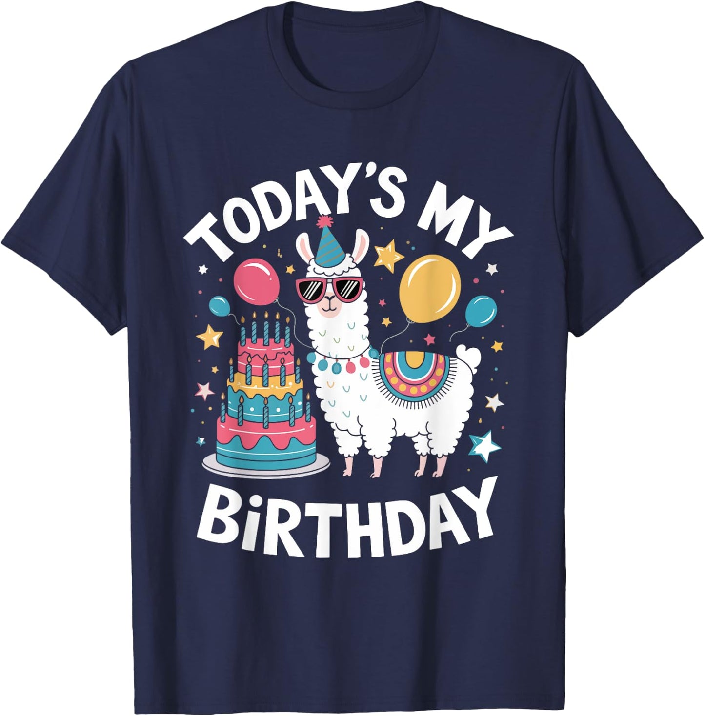 Todays My Birthday Llama Boy Family Party Decorations T-Shirt - T-Shirt | Navy