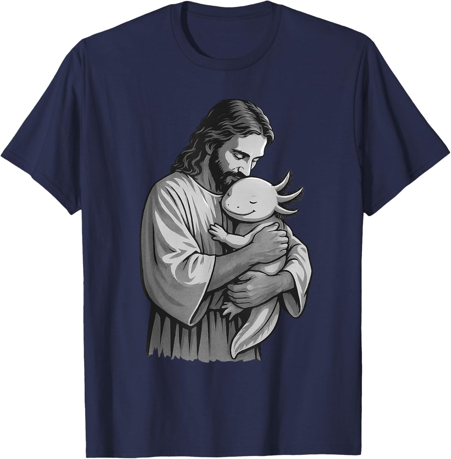 Axolotl And Jesus Christian Faith Pet Lover T-Shirt - T-Shirt | Navy