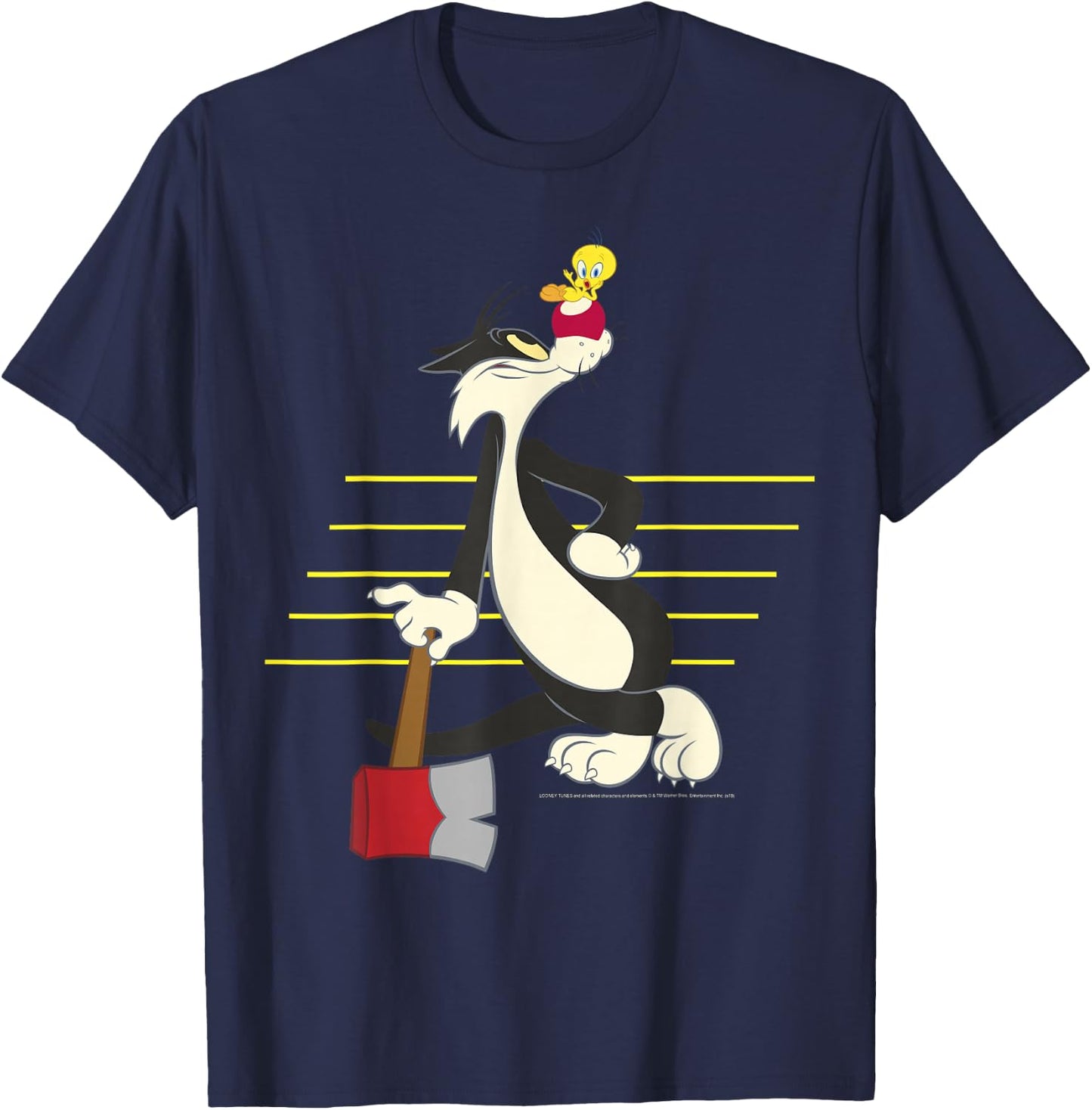Looney Tunes Sylvester & Tweety Lined Portrait T-Shirt - T-Shirt | Navy