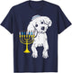 Jewish Poodle Dog Menorah Hanukkah Pajamas Chanukah PJs T-Shirt - T-Shirt | Navy