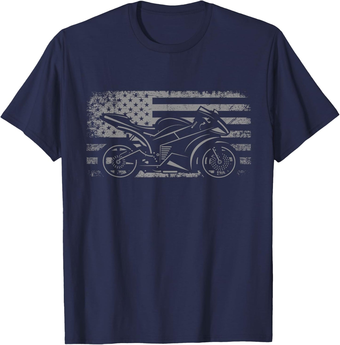 American Flag Motorcycle Apparel - Motorcycle T-Shirt - T-Shirt | Navy