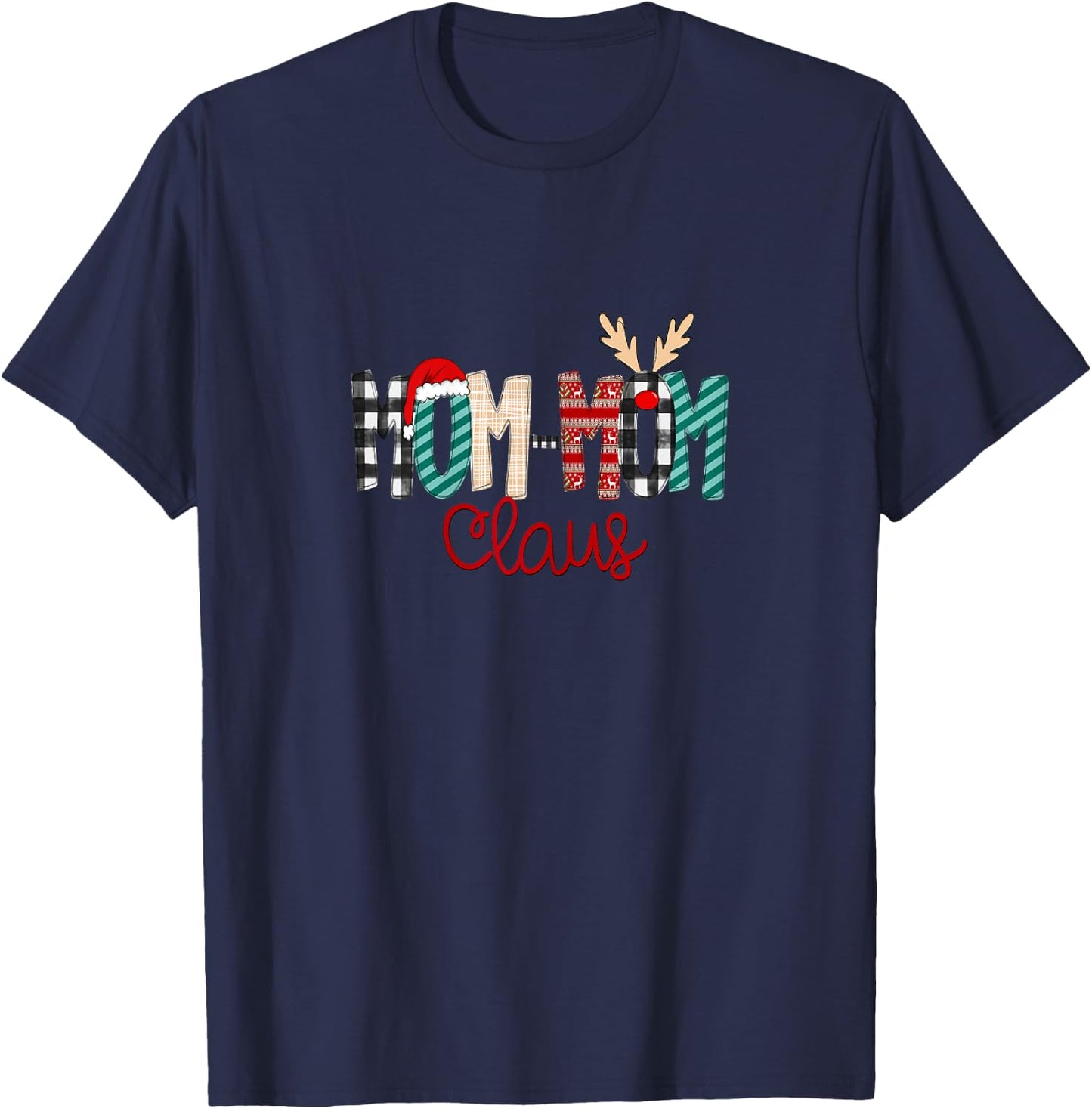 Mom-Mom Claus Christmas shirt, Xmas T-Shirt - T-Shirt | Navy