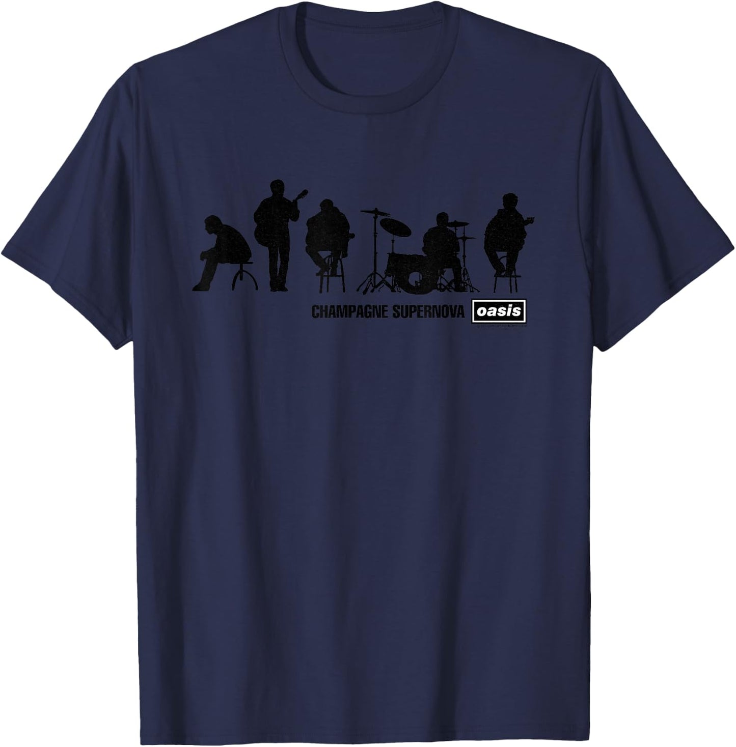 Oasis Band Silhouette On Blue T-Shirt - T-Shirt | Navy