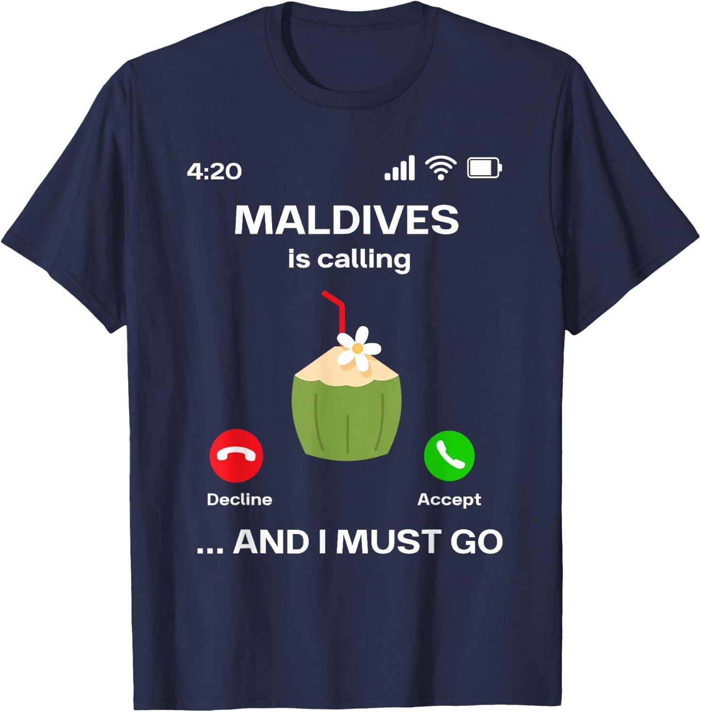 with German Text "Die Maldiven Rufen und ich muss Urlaub machen Maldives", black T-Shirt - T-Shirt | Navy
