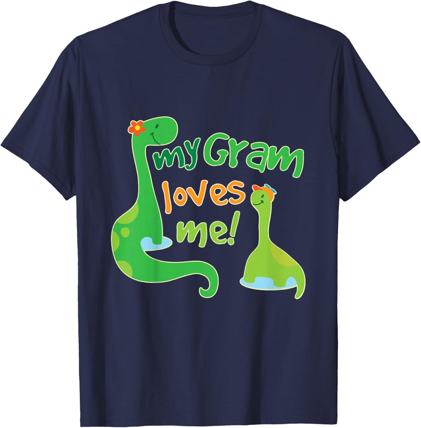 Kids My Gram Loves Me Grandson Dinosaur T-Shirt - T-Shirt | Navy