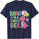 Roar I'm A Three Rex Birthday Girl 3 Year Old Cute Dinosaur T-Shirt - T-Shirt | Navy