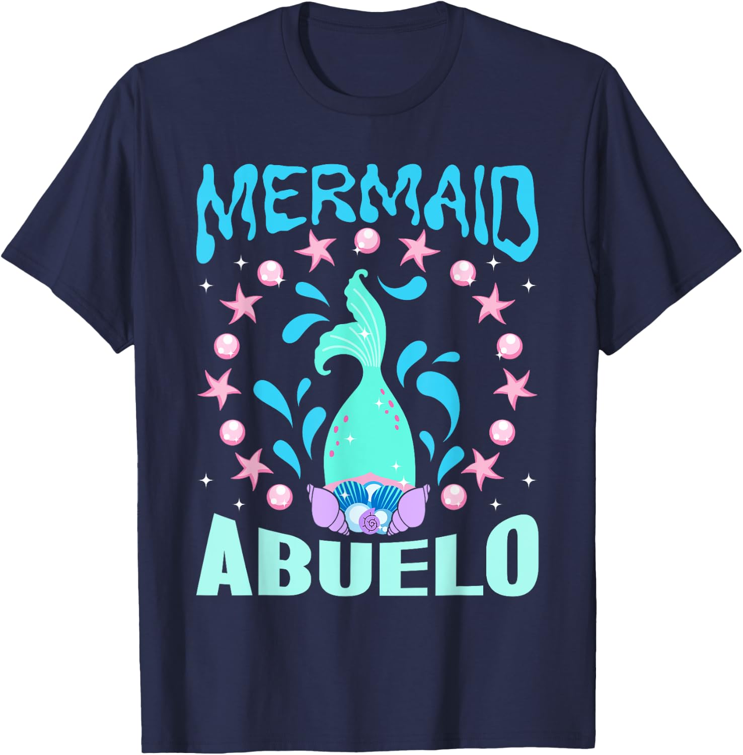 Mermaid Birthday Outfit Mermaid Party Grandpa Mermaid Abuelo T-Shirt - T-Shirt | Navy