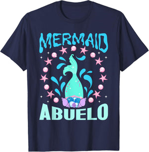 Mermaid Birthday Outfit Mermaid Party Grandpa Mermaid Abuelo T-Shirt - T-Shirt | Navy
