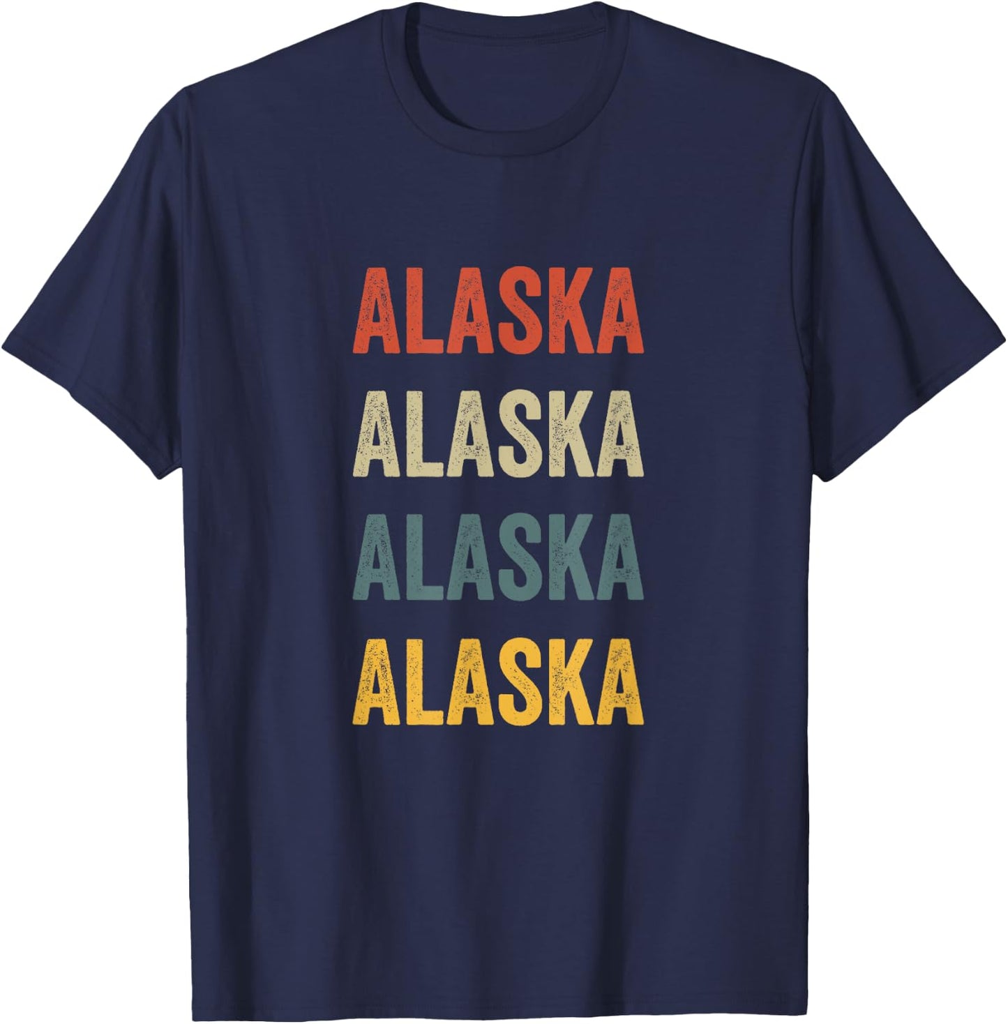 Alaska Colorful Retro Style Text Design T-Shirt - T-Shirt | Navy