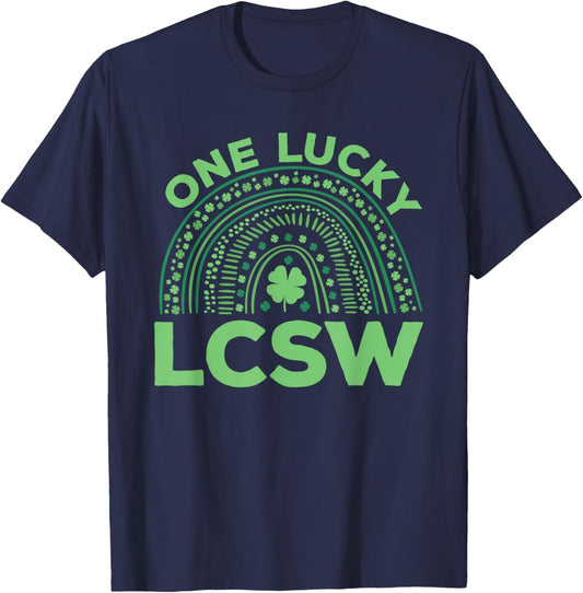 One Lucky LCSW St. Patrick's Day Costume St. Paddy's Day T-Shirt - T-Shirt | Navy