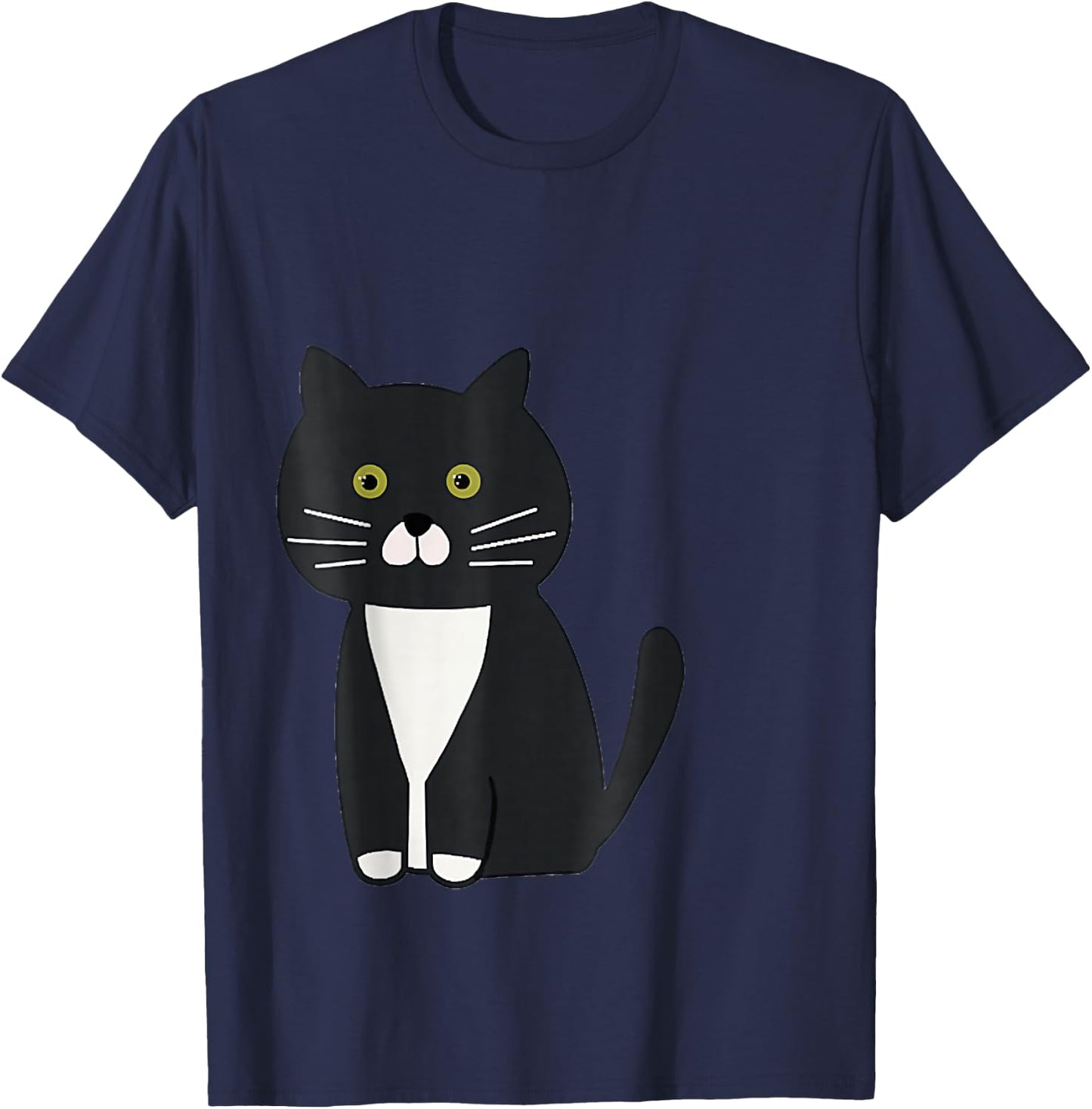Cute Black and White Tuxedo Cat T-Shirt - T-Shirt | Navy