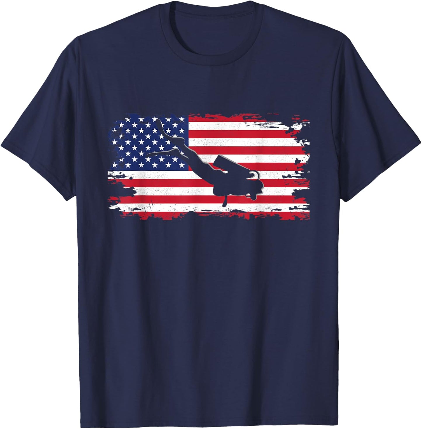 American Flag Scuba Diving Apparel - Scuba Diving T-Shirt - T-Shirt | Navy