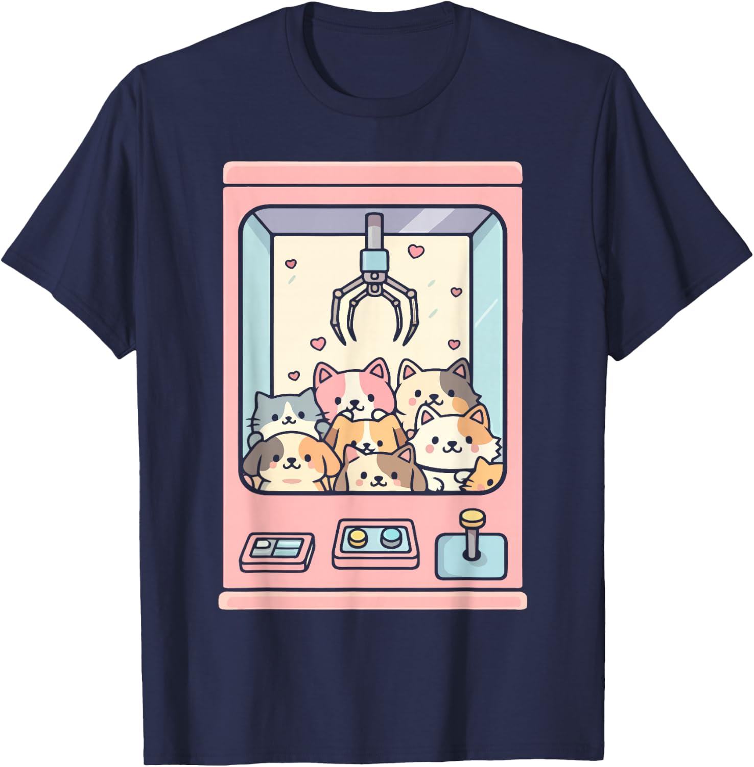 Cute Cat Claw Machine T-Shirt - T-Shirt | Navy