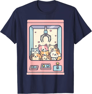 Cute Cat Claw Machine T-Shirt - T-Shirt | Navy