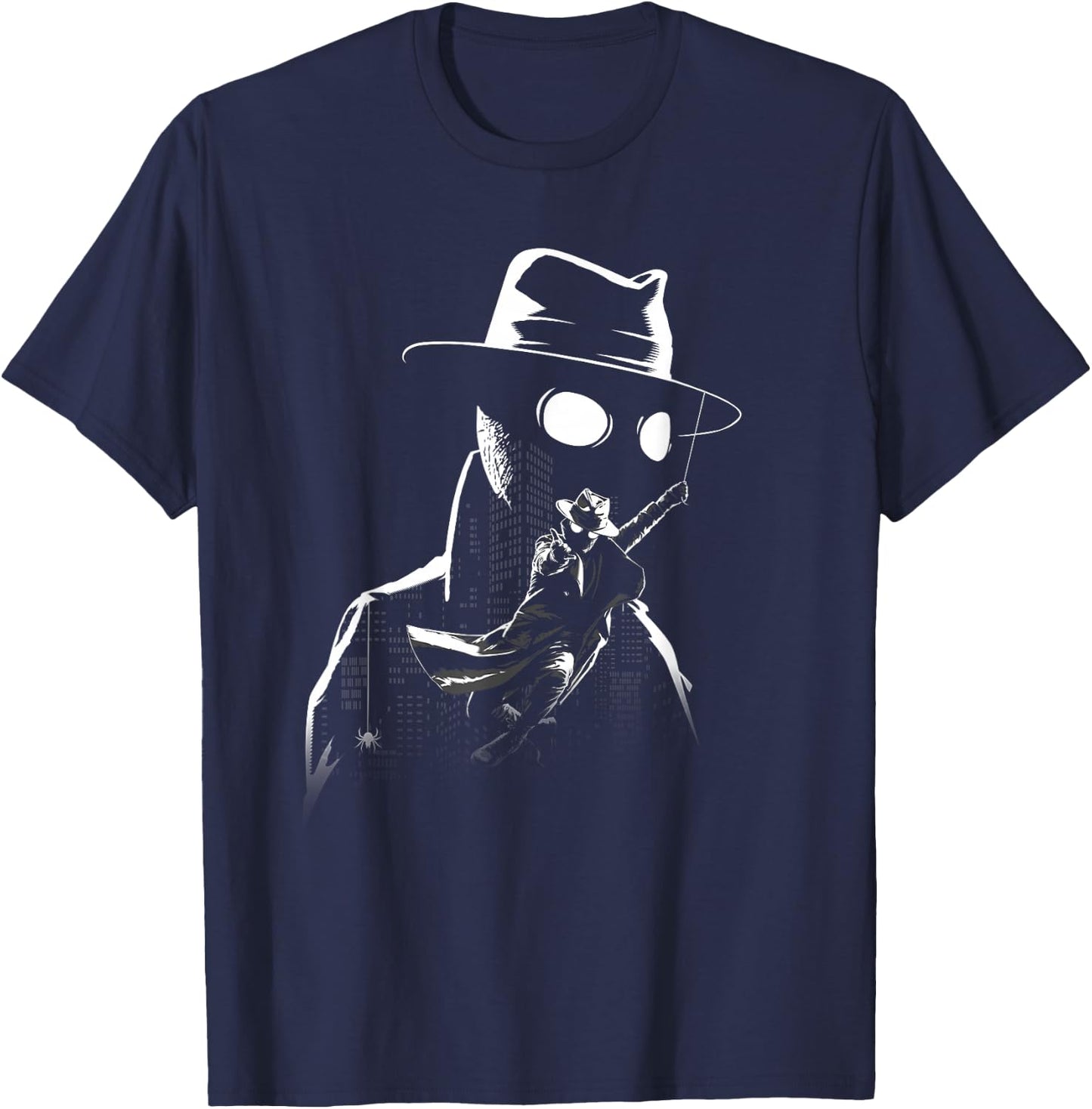 Marvel Spider-Noir Dual Portrait Black & White Cityscape T-Shirt - T-Shirt | Navy
