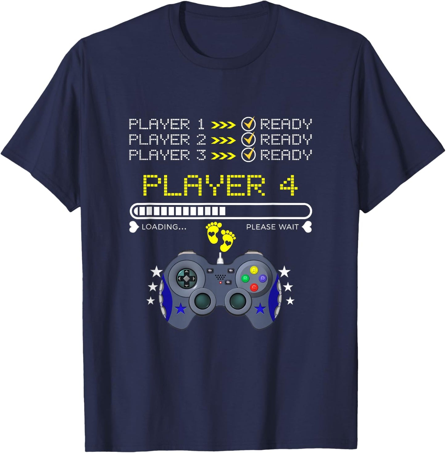Spieler 1,2,3 Ready Player 4 Loading New Baby - Lustiges Gaming T-Shirt - T-Shirt | Navy